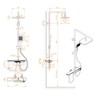Душевая стойка RGW SP-35W 51140135-03 с термостатом белый